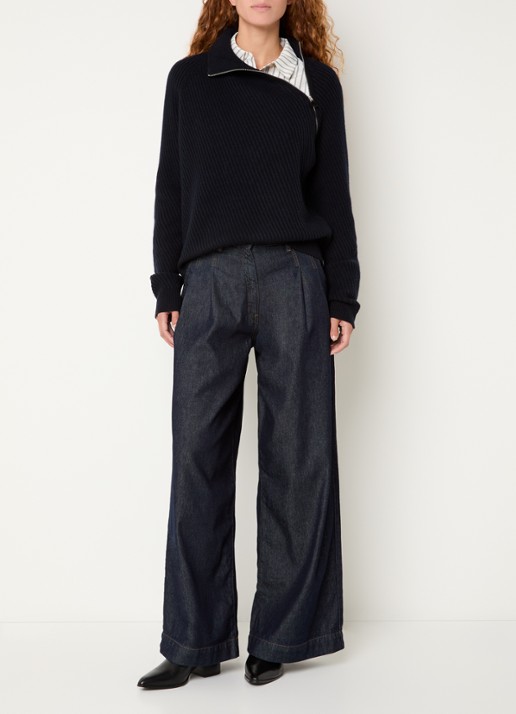 Bellerose Dorry grofgebreide trui van merino wol - voorkant 3 donkerblauw