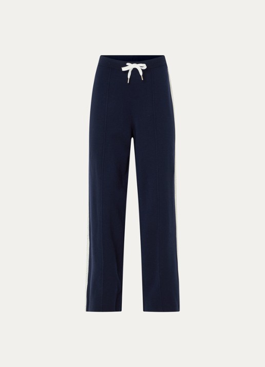 Bellerose Douts high waist loose fit joggingbroek in wolblend - voorkant 3 donkerblauw