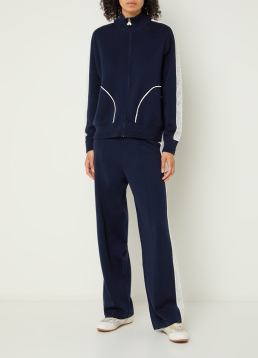 Bellerose Douts high waist loose fit joggingbroek in wolblend - voorkant 4 donkerblauw