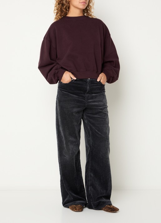 Bellerose Fancy sweater met ballonmouw - voorkant 4 bordeauxrood