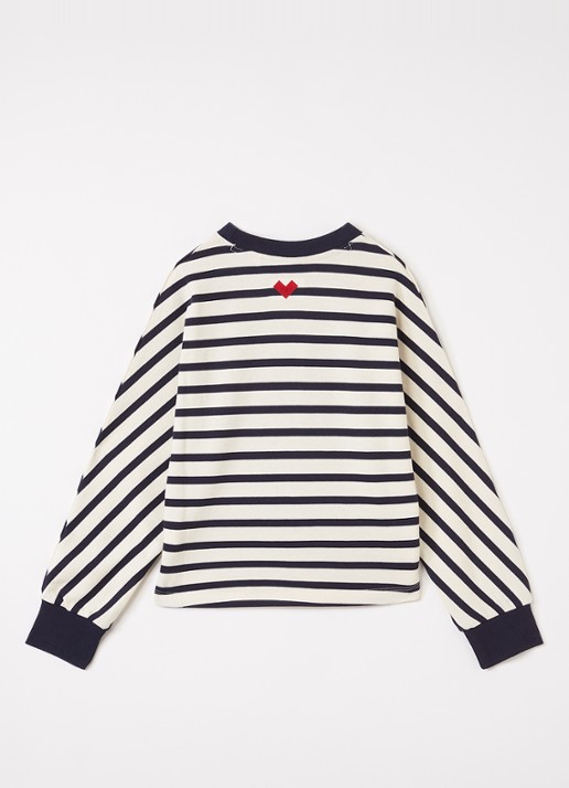 Bellerose Favi longsleeve met streepprint - voorkant 3 gebroken wit