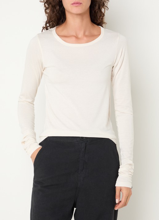 Bellerose Fina longsleeve met ronde hals - detail gebroken wit