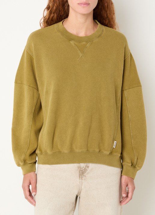 Bellerose Flipos sweater met ronde hals - detail mosgroen