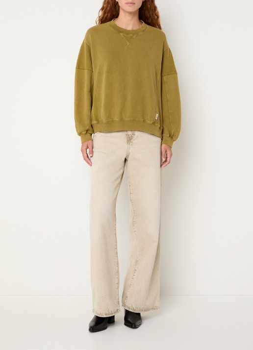 Bellerose Flipos sweater met ronde hals - voorkant 3 mosgroen