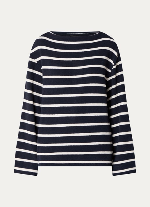 Bellerose Fonsy longsleeve met streepprint - voorkant 3 donkerblauw