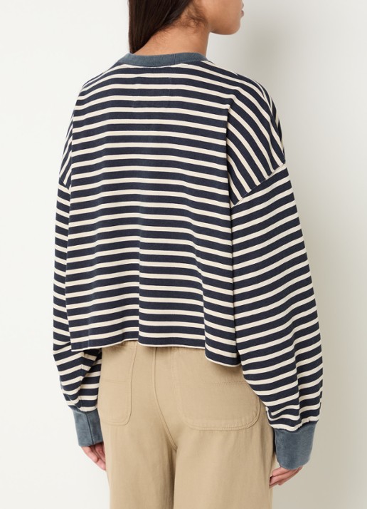 Bellerose Franto long sleeve met streepprint - achterkant 3 donkerblauw