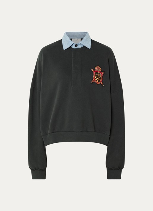 Bellerose Furento sweater met polokraag - voorkant bronsgroen