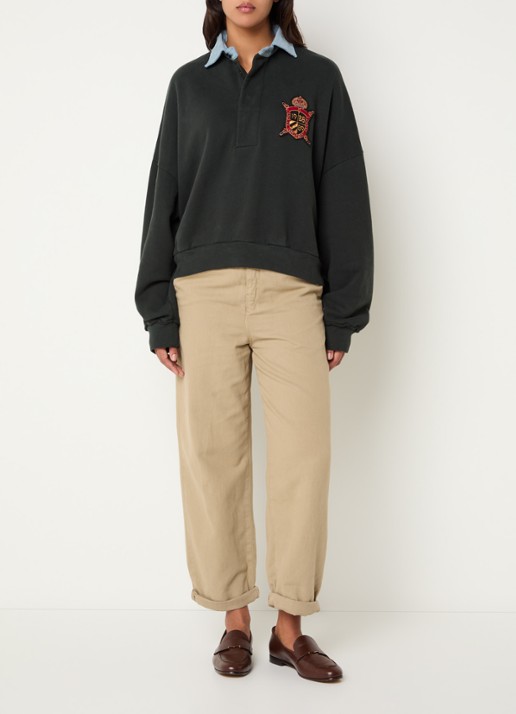 Bellerose Furento sweater met polokraag - voorkant 2 bronsgroen