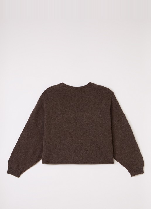 Bellerose Gimah fijngebreide oversized pullover - voorkant 3 donkerbruin
