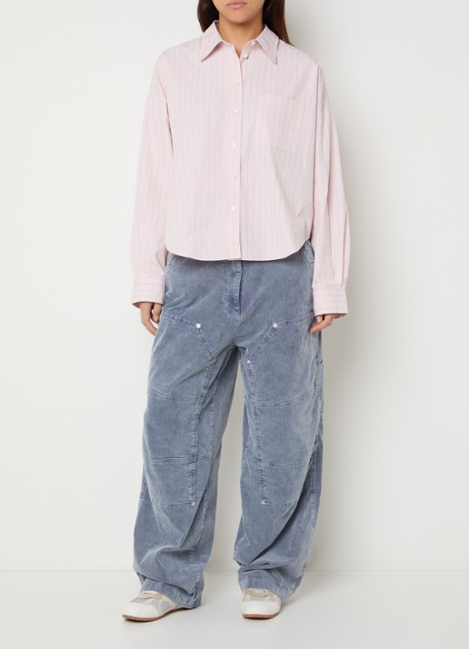 Bellerose Ginger blouse met streepprint - voorkant 2 lichtroze
