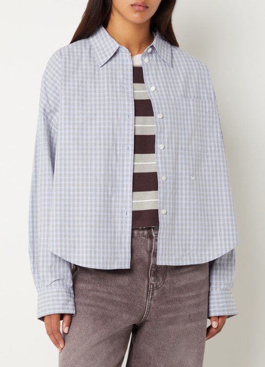 Bellerose Ginger62 oversized blouse met ruitdessin en borstzak