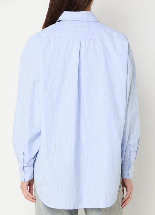 Bellerose Giorgia blouse met streepprint - achterkant 4 lichtblauw