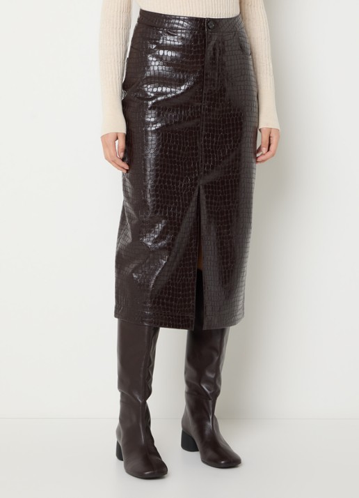 Bellerose Halina midi rok van imitatieleer met split