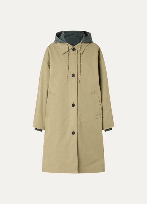 Bellerose Hearty trenchcoat met steekzakken - voorkant 3 olijfgroen