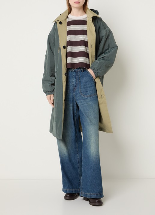 Bellerose Hearty trenchcoat met steekzakken - voorkant 4 olijfgroen