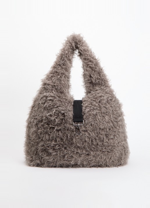 Bellerose Helbi schoudertas van imitatiebont met afneembare schouderriem - voorkant 2 grijs