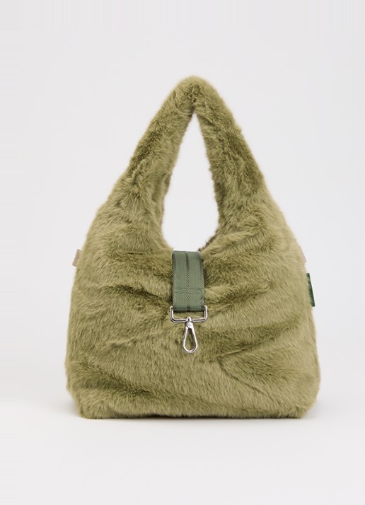 Bellerose Helga handtas van imitatiebont  - voorkant 2 lichtgroen