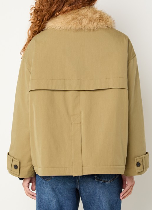 Bellerose Hilma parka met details van imitatiebont - achterkant mosgroen