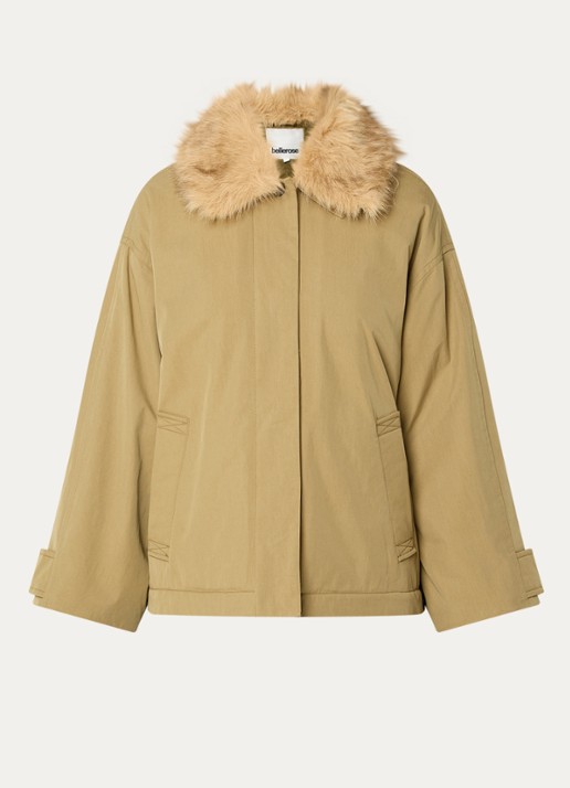 Bellerose Hilma parka met details van imitatiebont - voorkant 2 mosgroen