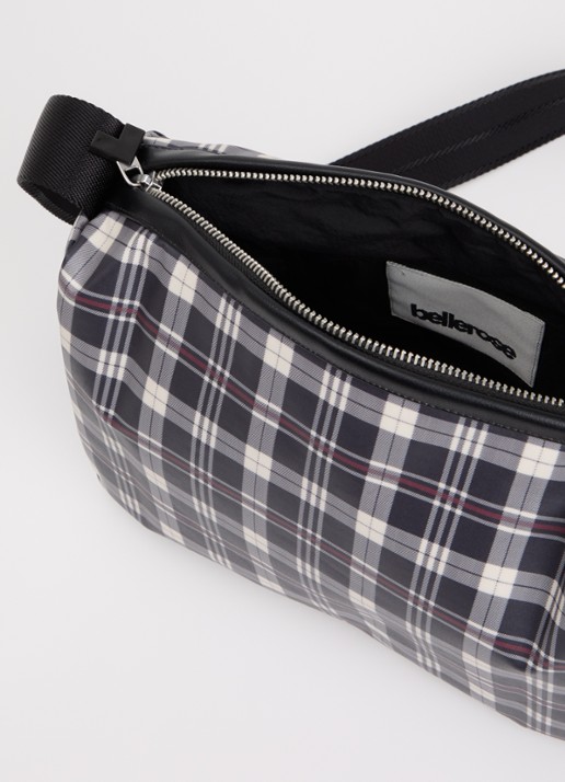 Bellerose Hobbes crossbodytas met ruitdessin en verstelbare schouderriem - detail 3 donkerblauw