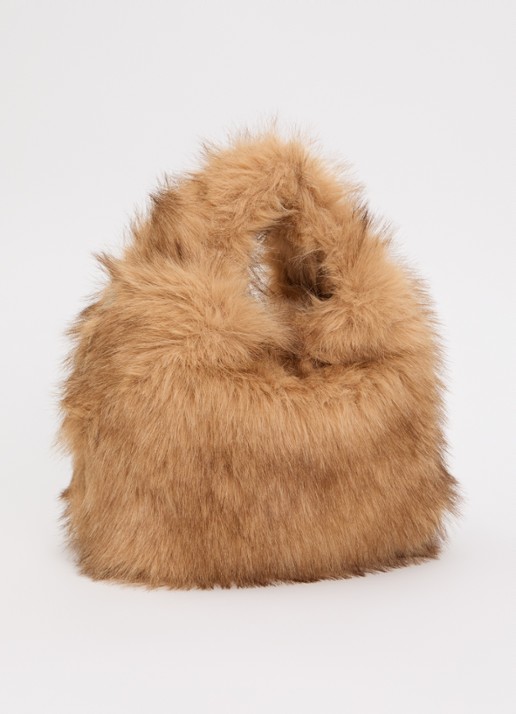 Bellerose Hochet handtas van imitatiebont met afneembare schouderriem - achterkant camel