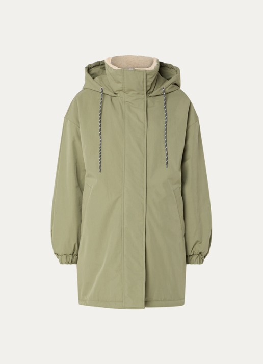 Bellerose Jade oversized gewatteerde parka met capuchon - voorkant 3 olijfgroen