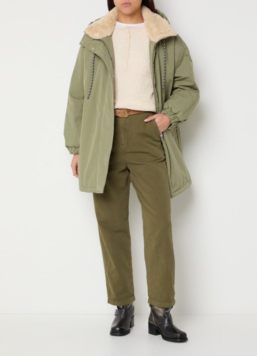 Bellerose Jade oversized gewatteerde parka met capuchon - voorkant 4 olijfgroen