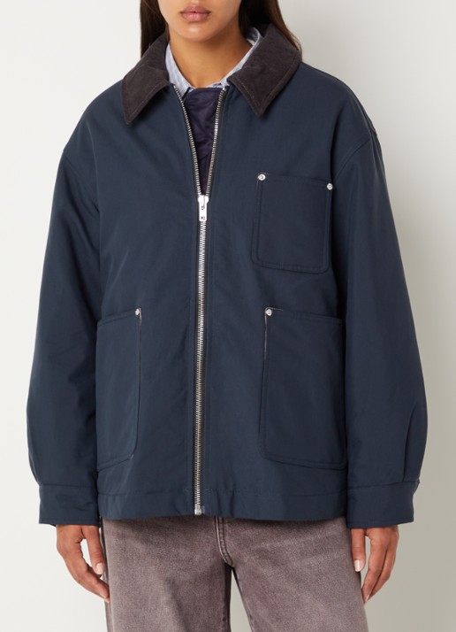 Bellerose Jaimee gewatteerd barn jack met borstzak  - detail 4 donkerblauw
