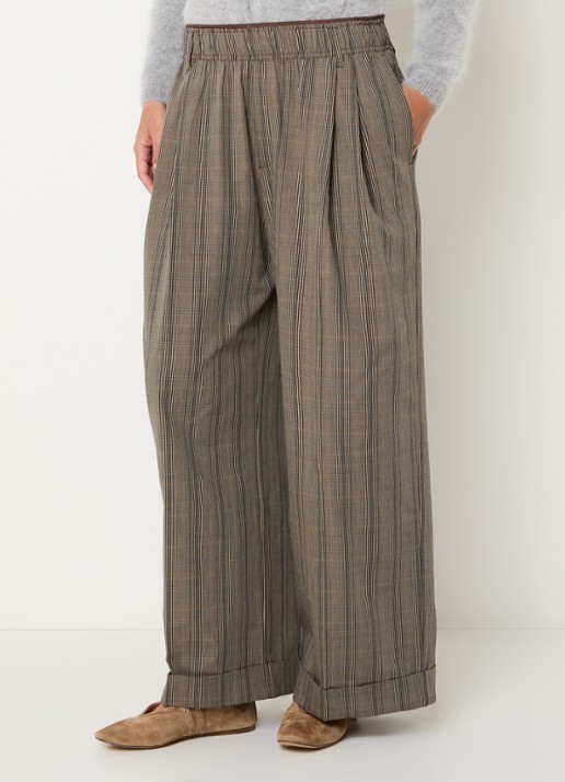 Bellerose Jascha high waist wide fit broek met ruitdessin