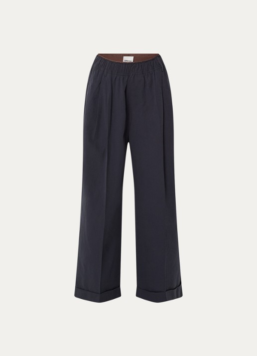 Bellerose Jasha high waist wide fit broek met steekzakken - voorkant 2 zwart