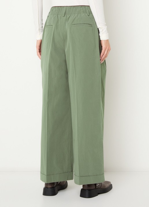 Bellerose Jasha high waist wide fit broek met steekzakken - achterkant 4 groen