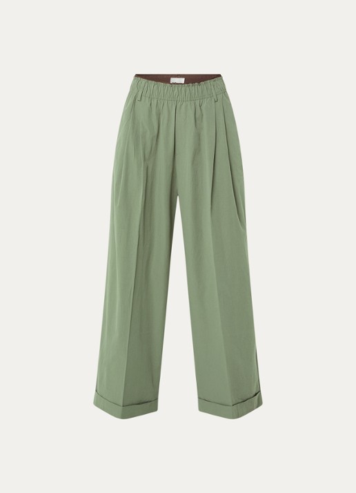 Bellerose Jasha high waist wide fit broek met steekzakken - voorkant 2 groen