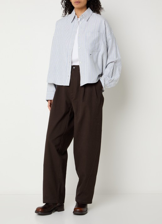 Bellerose Jaxie blouse met streepprint - voorkant 3 grijs