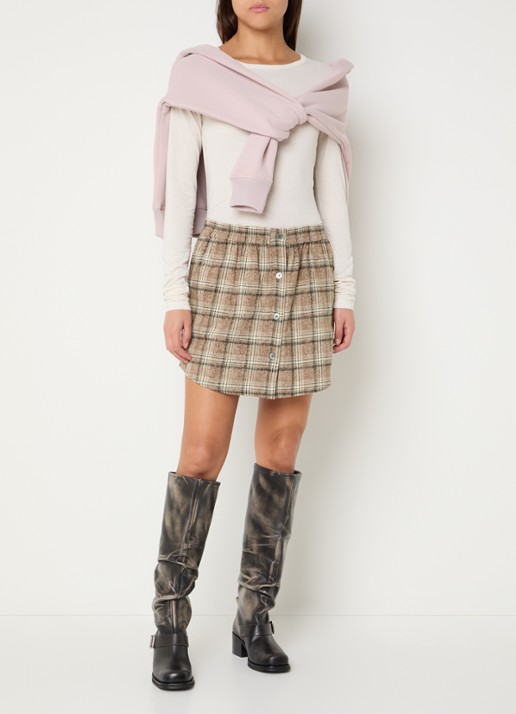 Bellerose Jayne mini rok met ruitdessin - voorkant 3 lichtbruin