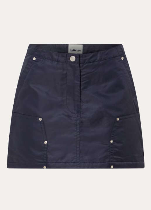 Bellerose Jeezy mini rok met steekzakken - voorkant 2 donkerblauw