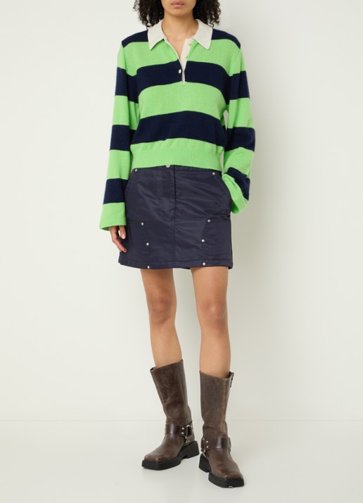 Bellerose Jeezy mini rok met steekzakken - voorkant 3 donkerblauw