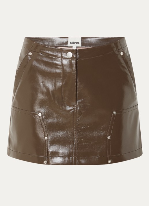 Bellerose Jeezy mini rok van imitatieleer - voorkant 3 bruin
