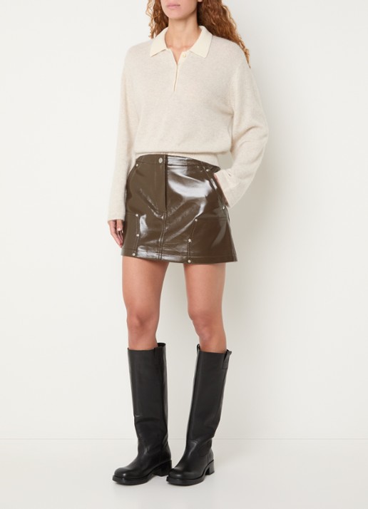Bellerose Jeezy mini rok van imitatieleer - voorkant 4 bruin