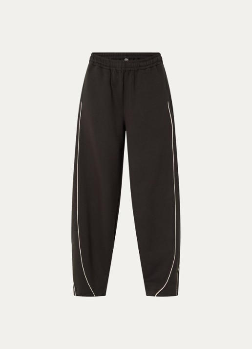 Bellerose Jelina high waist wide fit joggingbroek met steekzakken - voorkant 3 donkergroen