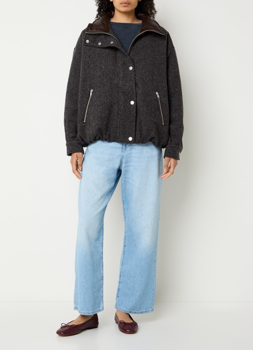 Bellerose Jellis jack in wolblend met ritszakken - voorkant 2 grijs