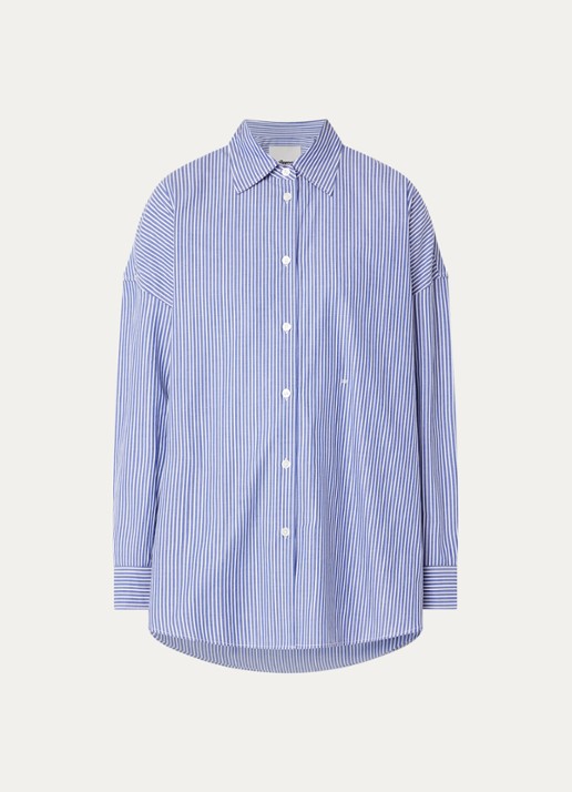 Bellerose Jemma blouse met streepprint - voorkant 2 kobaltblauw