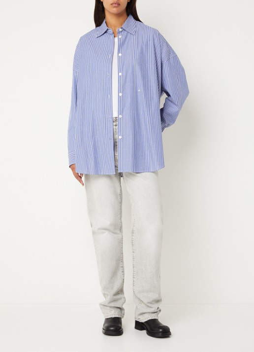 Bellerose Jemma blouse met streepprint - voorkant 3 kobaltblauw