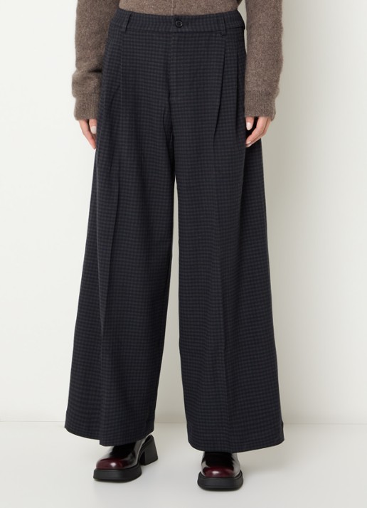 Bellerose Jenoa high waist wide fit pantalon met ruitdessin