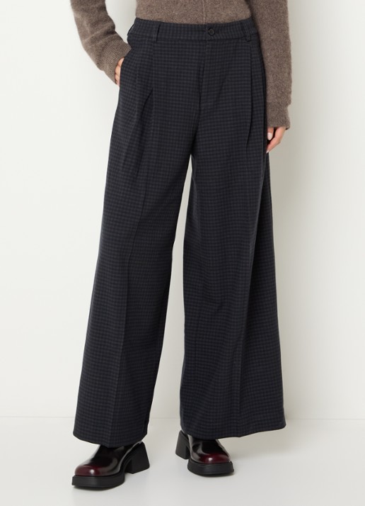 Bellerose Jenoa high waist wide fit pantalon met ruitdessin
