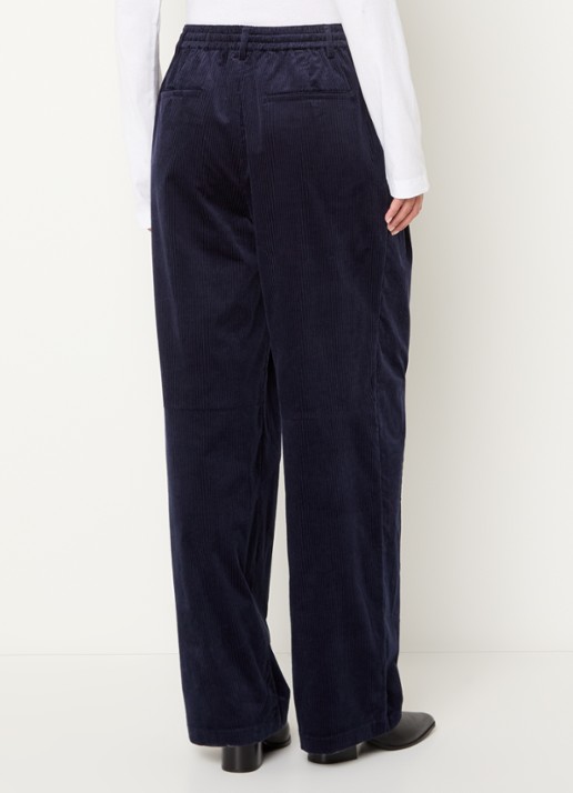 Bellerose Jil high waist wide fit broek met steekzakken - achterkant 4 donkerblauw