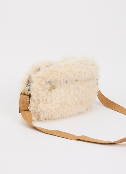 Bellerose Jila crossbodytas van imitatiebont - achterkant 4 creme