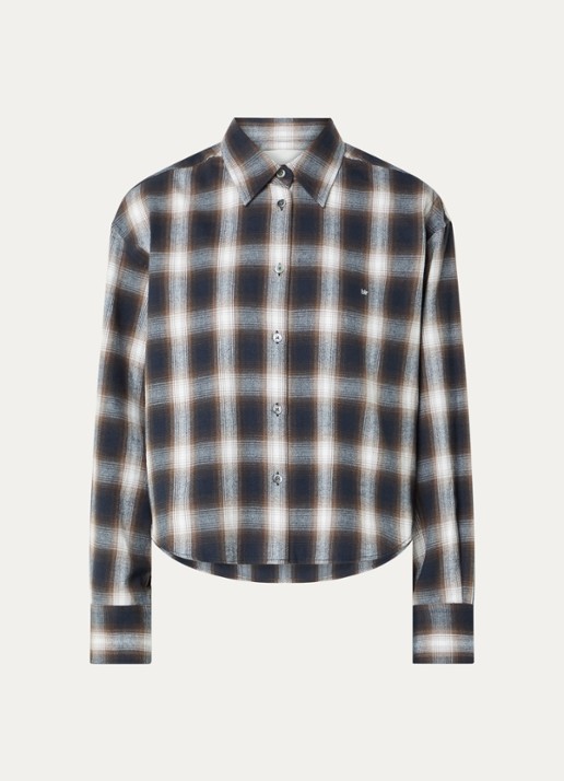 Bellerose Johan blouse met ruitdessin - voorkant 3 hazelnootbruin