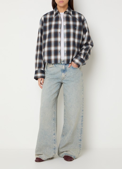 Bellerose Johan blouse met ruitdessin - voorkant 4 hazelnootbruin