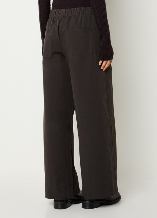 Bellerose Joline high waist wide fit broek met steekzakken - achterkant bruin