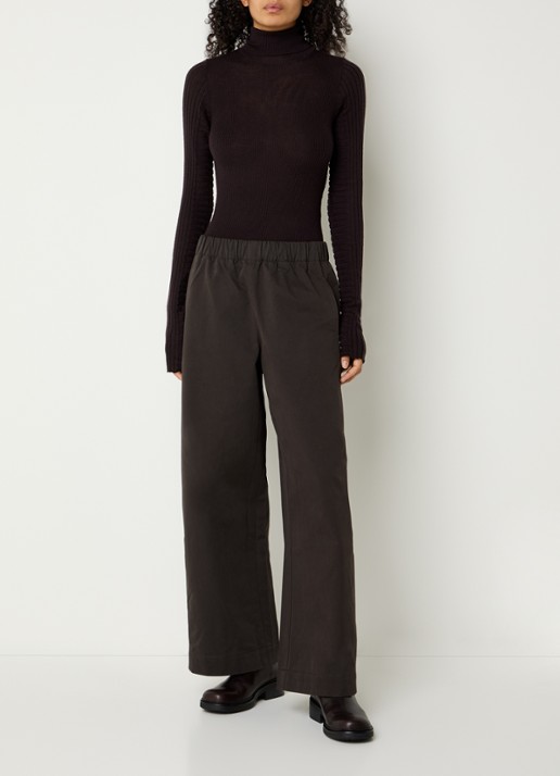 Bellerose Joline high waist wide fit broek met steekzakken - voorkant 3 bruin